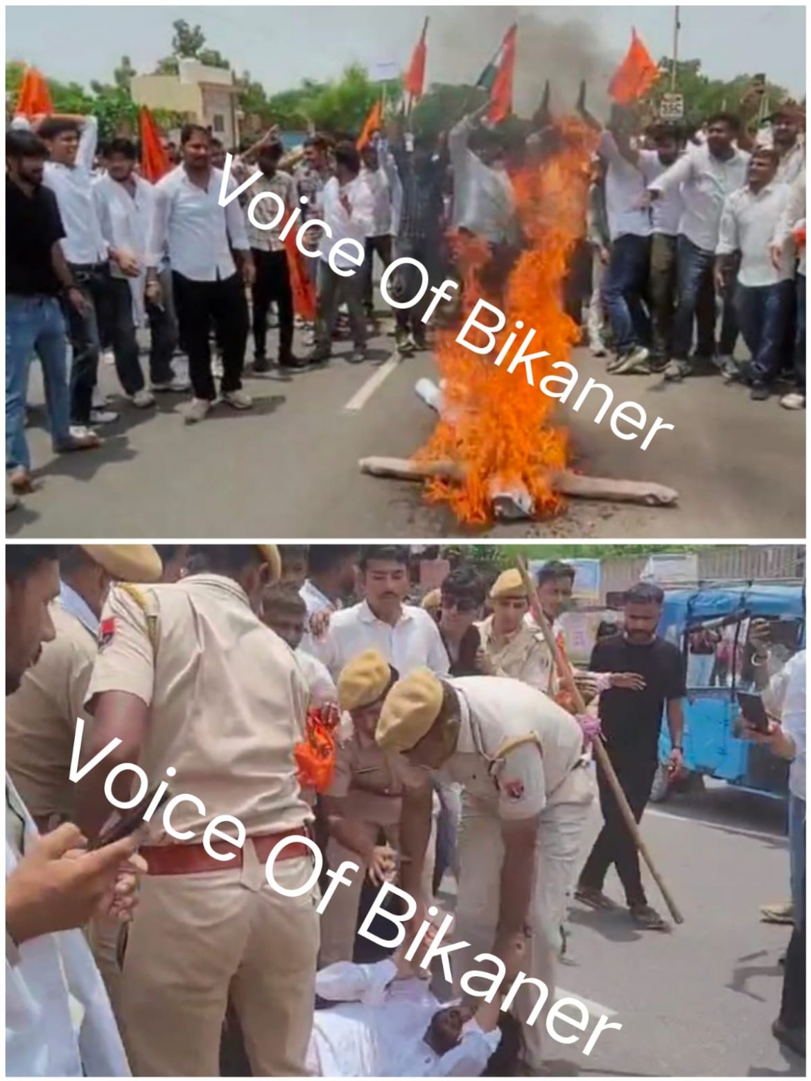 बीकानेर: छात्रसंघ चुनाव की बहाली की मांग तेज़,डूंगर कॉलेज में ABVP का प्रदर्शन, हाईवे जाम कर फूंका गहलोत का पुतला, पुलिस से उलझे छात्र