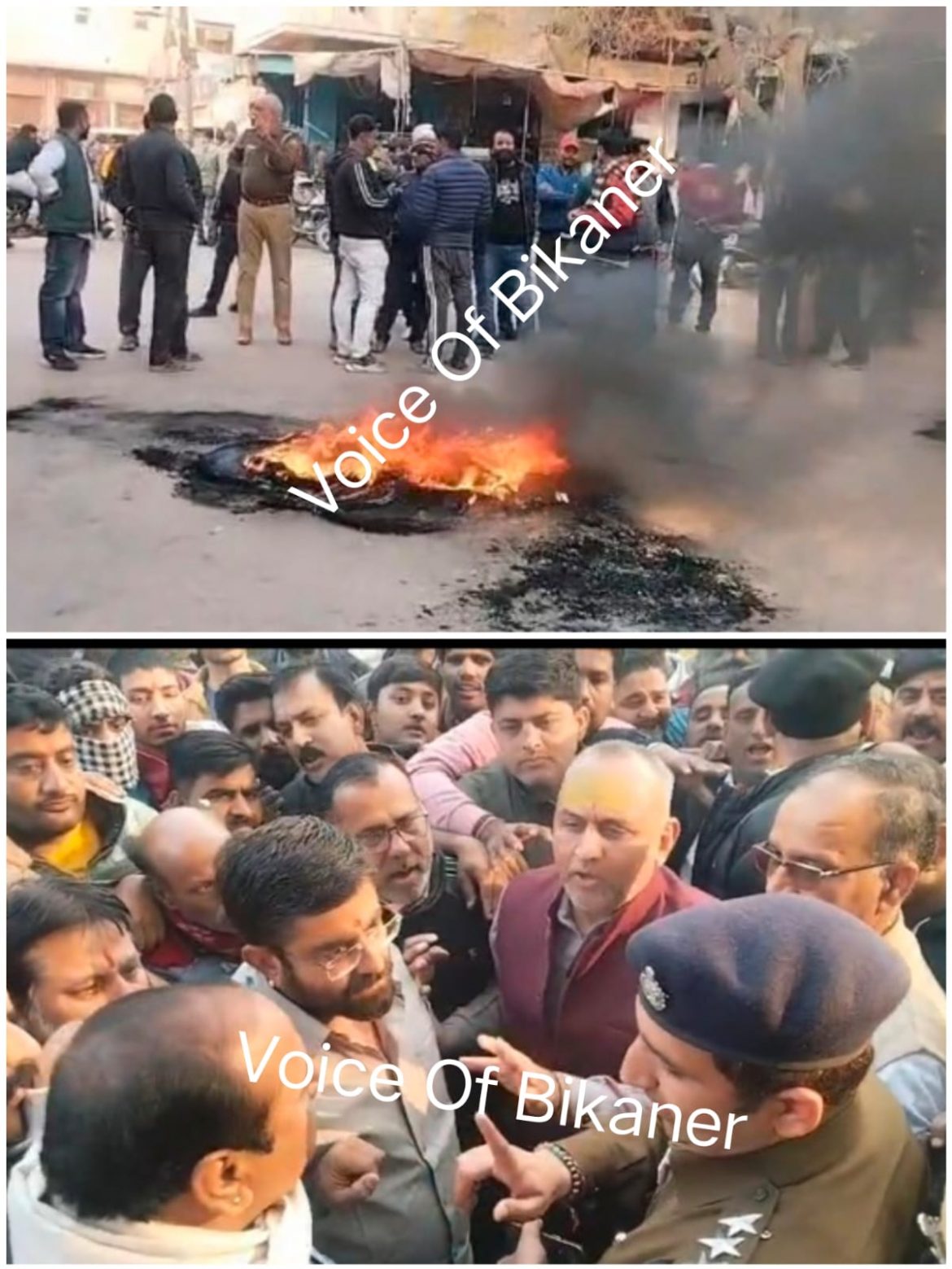 बीकानेर: बिजली कंपनी की मनमानी पर फूटा गुस्सा, टायर जलाकर रास्ता रोका