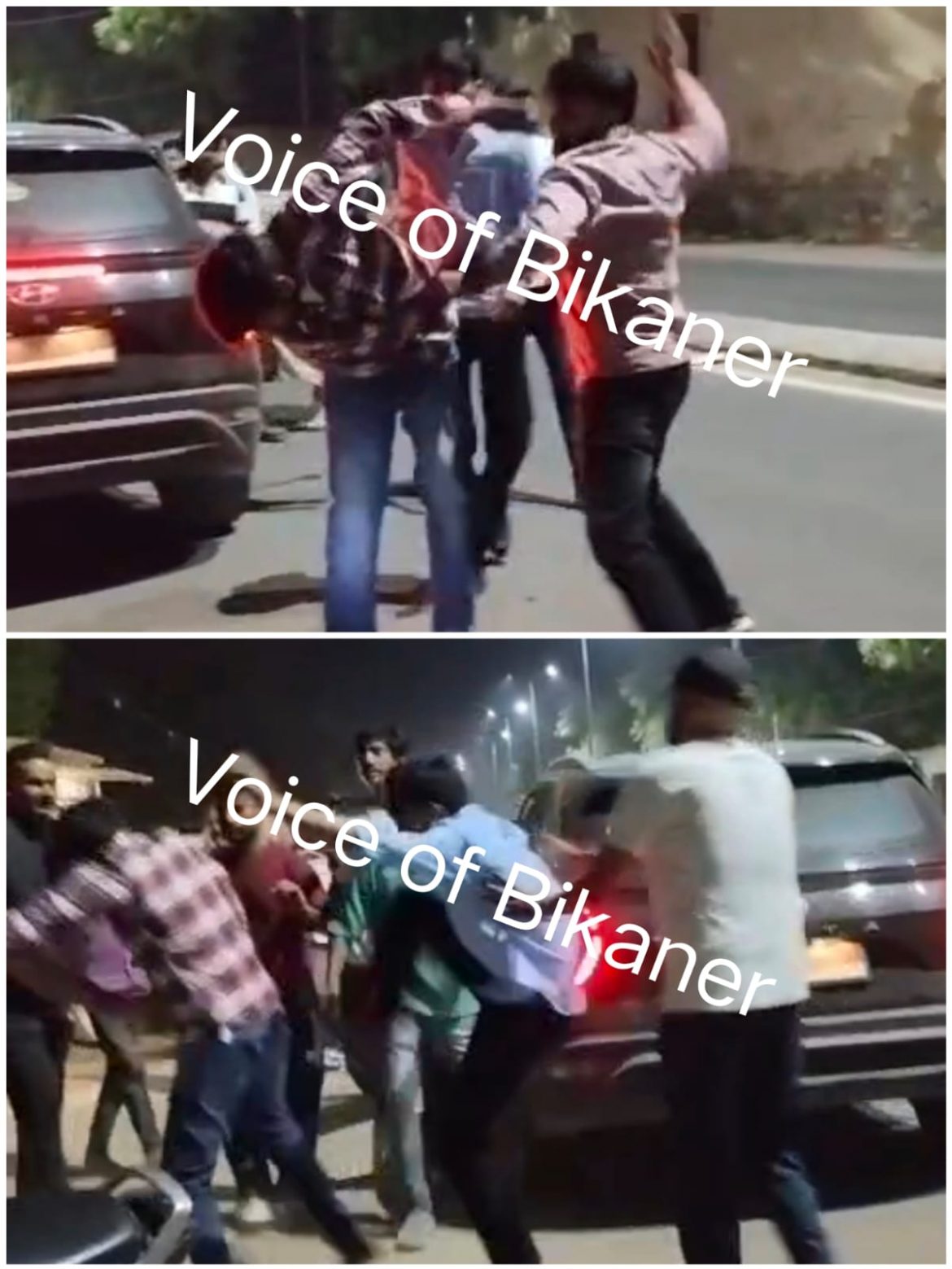 बीकानेर: कार भिड़ंत के बाद सड़क पर तांडव, टक्कर के बाद युवक को दौड़ा-दौड़ाकर पीटा, वीडियो वायरल