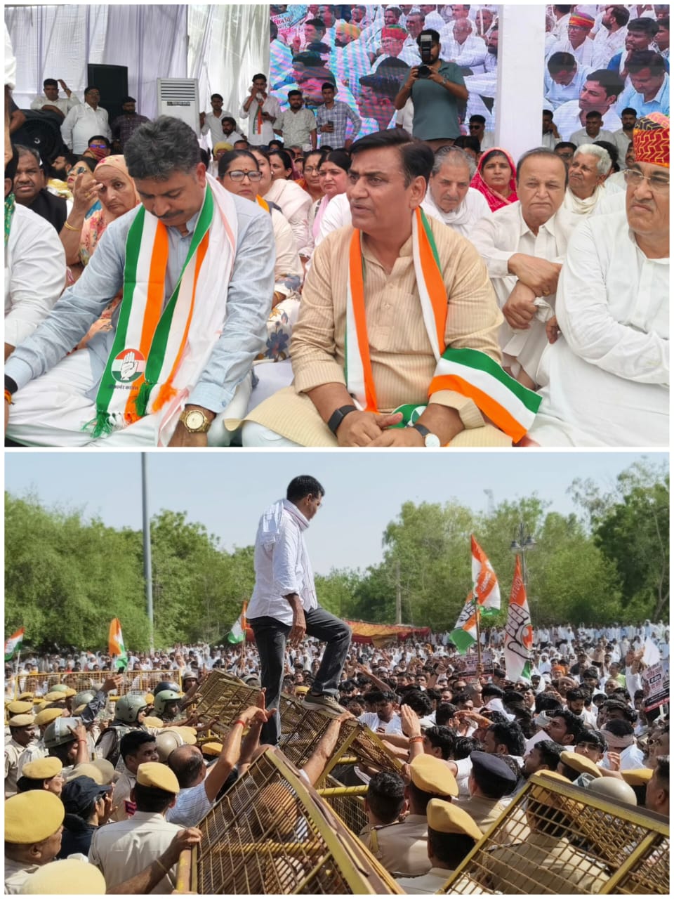 बीकानेर: डोटासरा और जूली के नेतृत्व में कांग्रेस का प्रदर्शन,स्वास्थ्य सेवाओं और धार्मिक स्थलों पर की गई कार्रवाई  का जताया विरोध